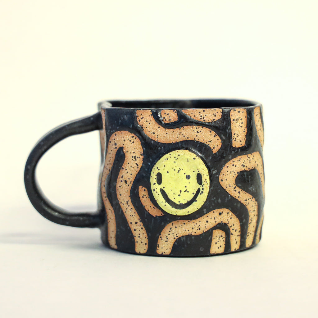 Smiley Black Swirl Mug