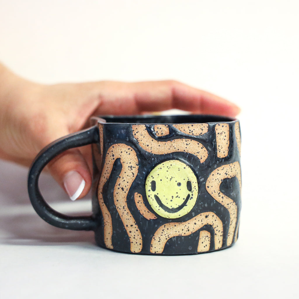 Smiley Black Swirl Mug