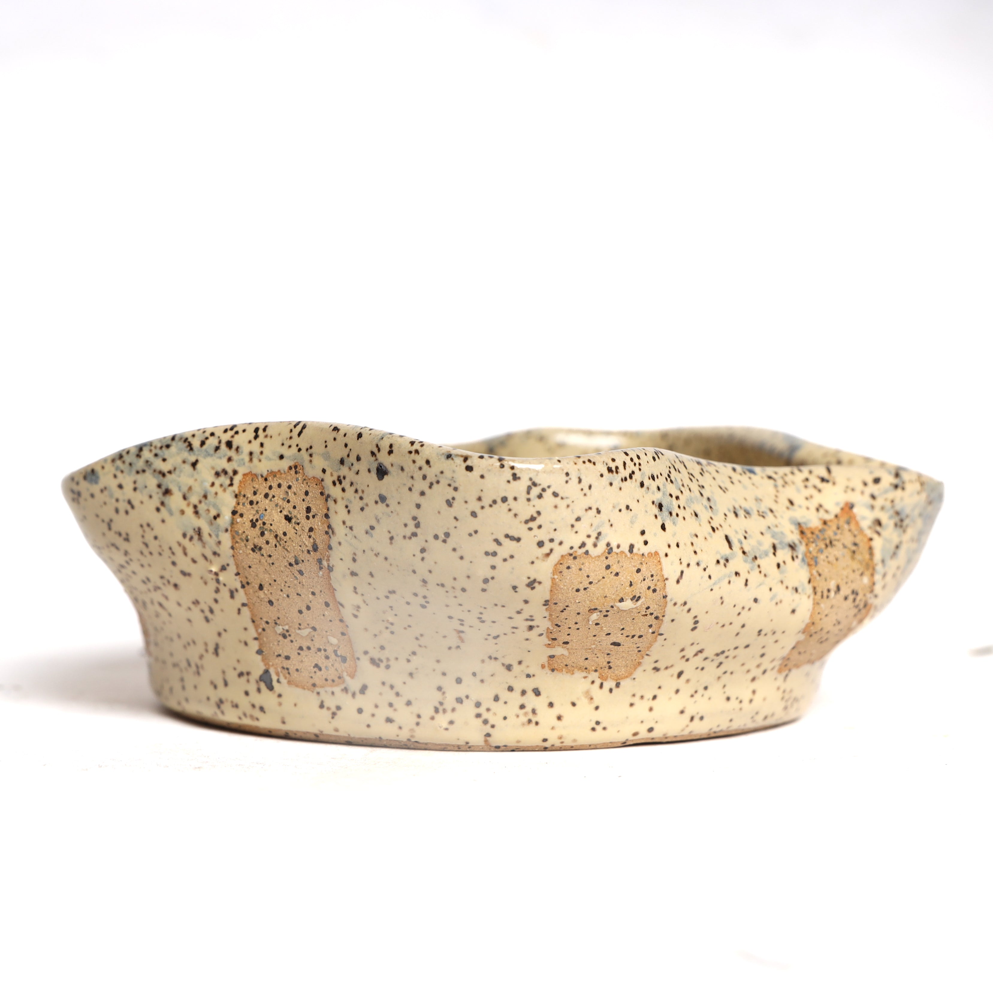 TAN & BLUE WAVY BOWL