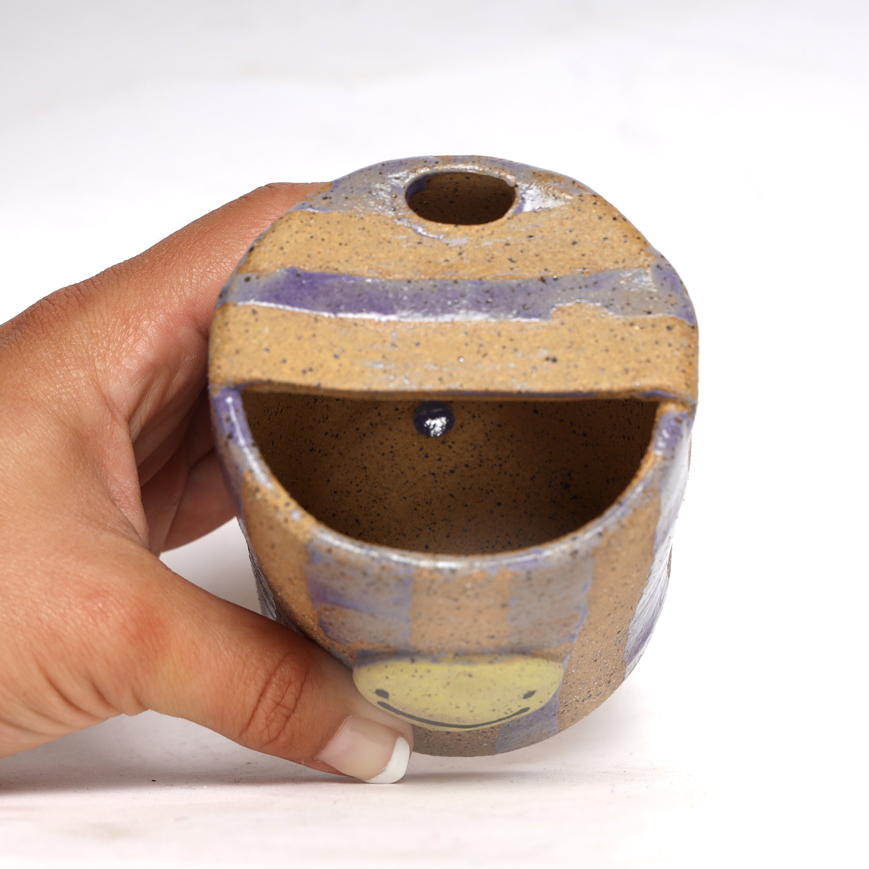 PATCHY PURPLE SMILEY TRAVEL CUP