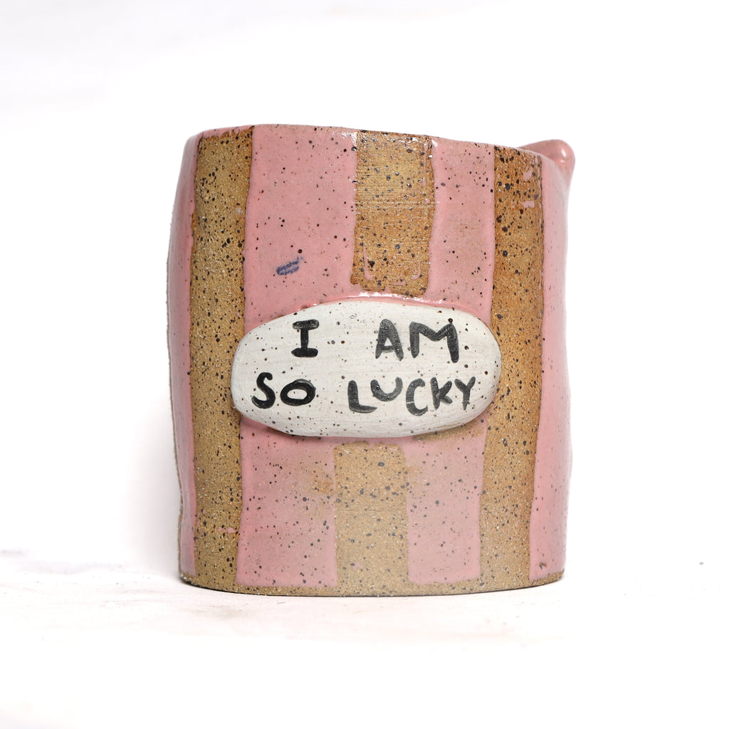 I AM SO LUCKY PINK TRAVEL CUP