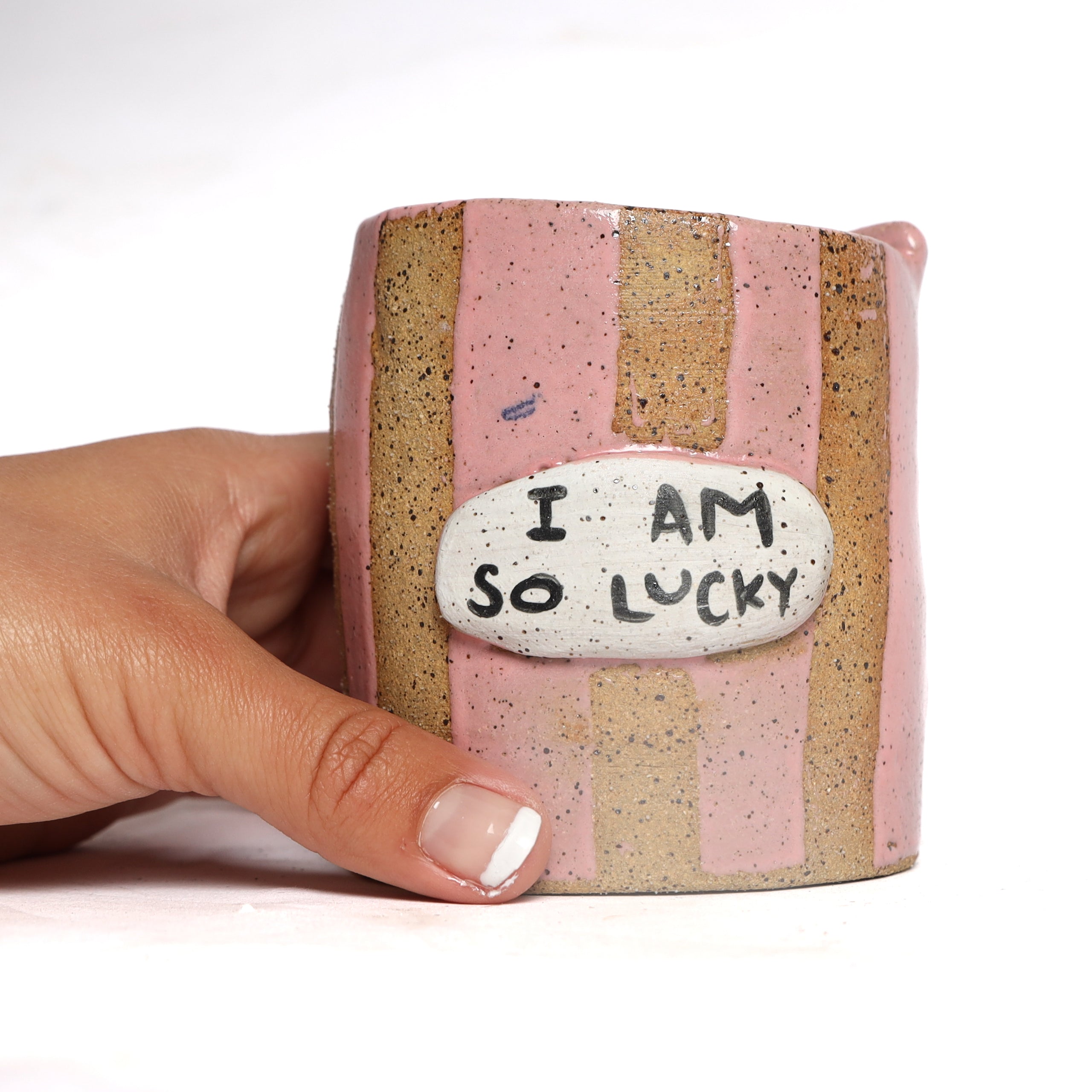 I AM SO LUCKY PINK TRAVEL CUP